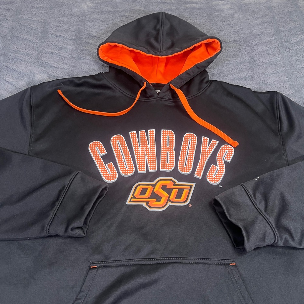 Champion Oklahoma State Cowboys OSU Hoodie Mens Large Black Orange Performance‎